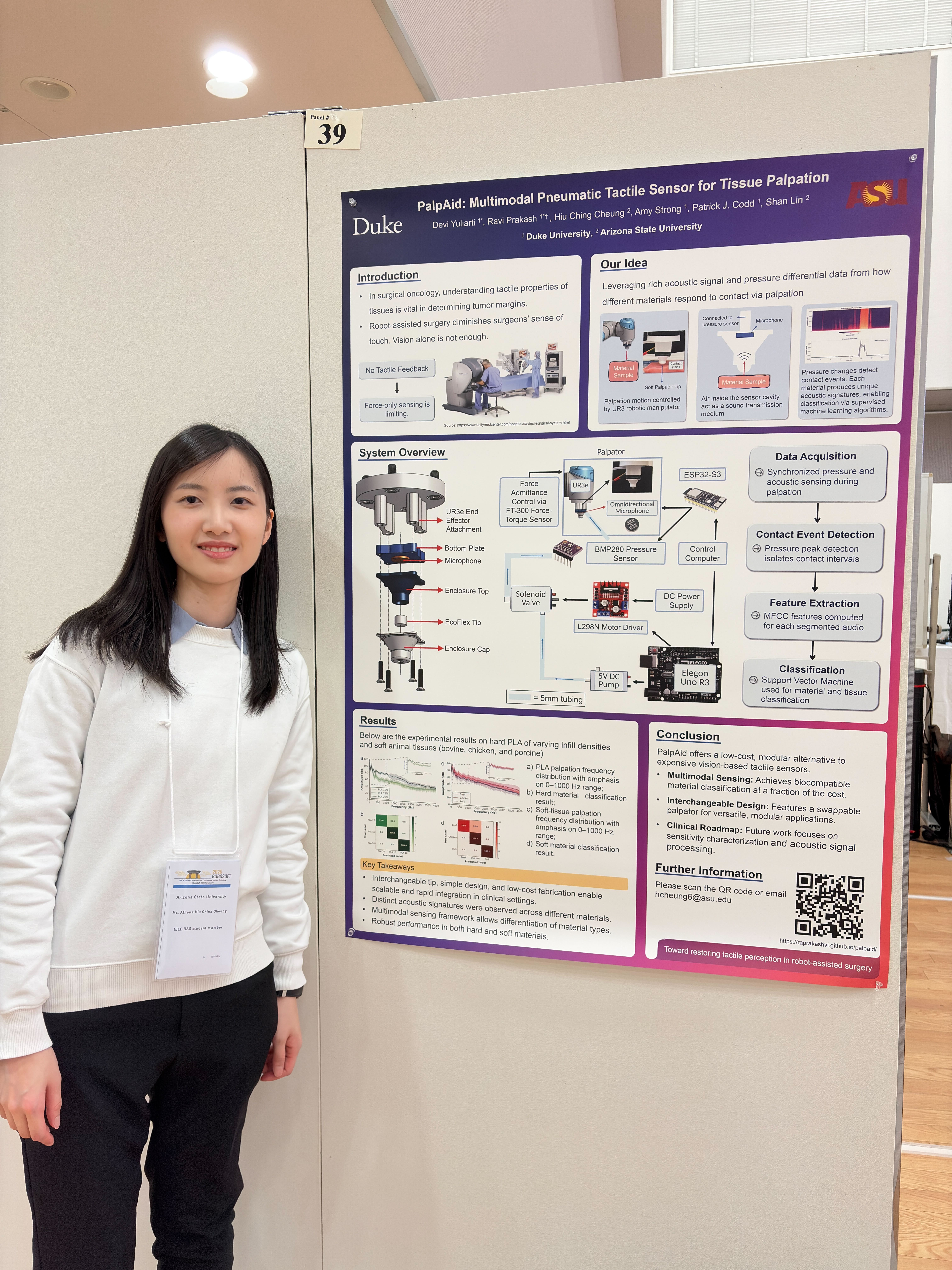 Athena presenting PalpAid at RoboSoft 2026